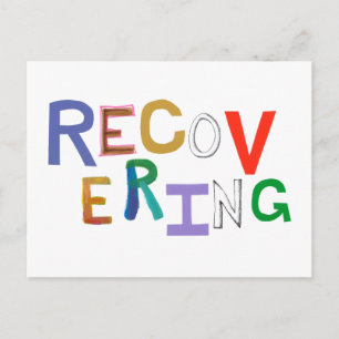 Recovering healing new beginning funky word art postcard