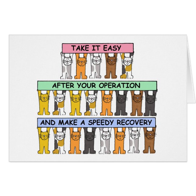 Recovery After an Operation, Cartoon Cats. (Front Horizontal)