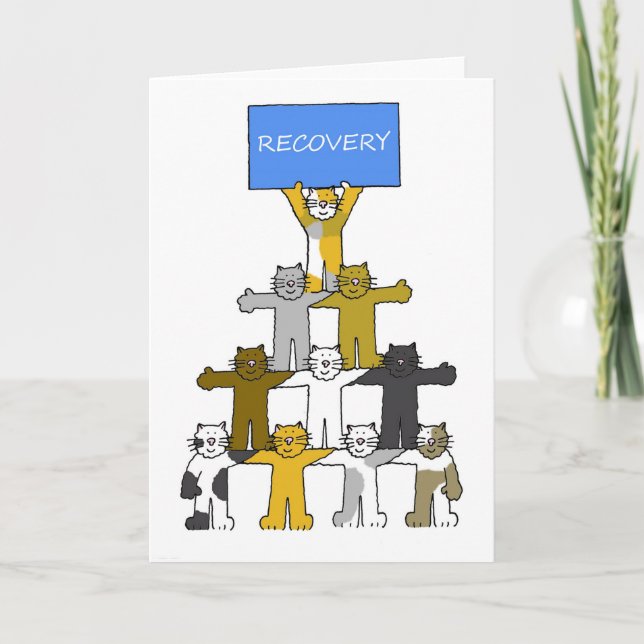 Recovery Cats Celebrating Sobriety etc Card (Front)