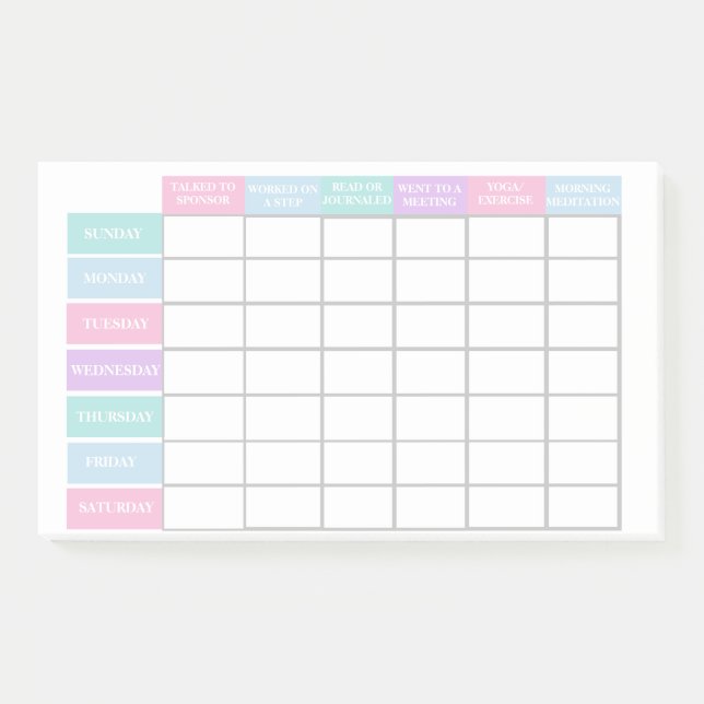 Recovery Encouragement Womens Sobriety Checklist Post-it Notes (Front)