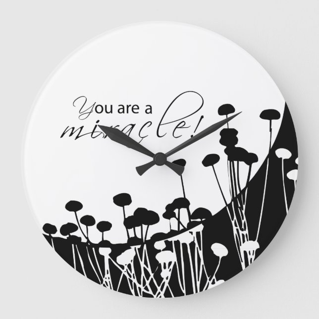 Recovery Miracle, Black and White Large Clock (Front)