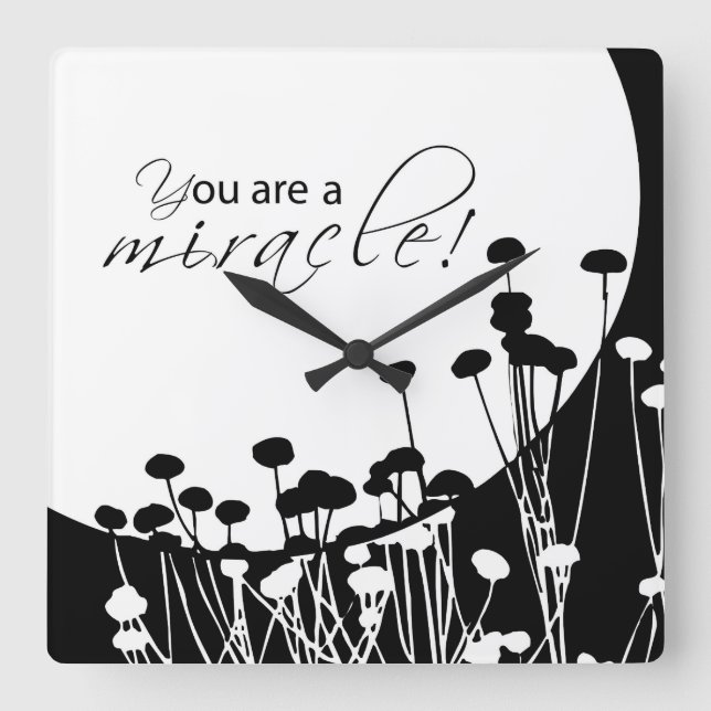Recovery Miracle, Black and White Square Wall Clock (Front)