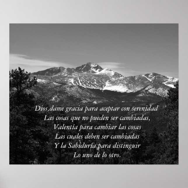 Recovery  Poster-Serenity prayer/spanish Poster (Front)