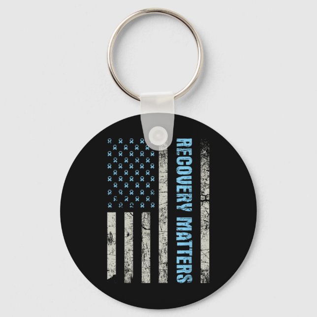 Recovery S - Sobriety Anniversary Sober Aa Na  Keychain (Front)