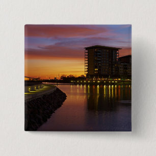 Recreation Lagoon and apartments at sunset 2 Inch Square Button