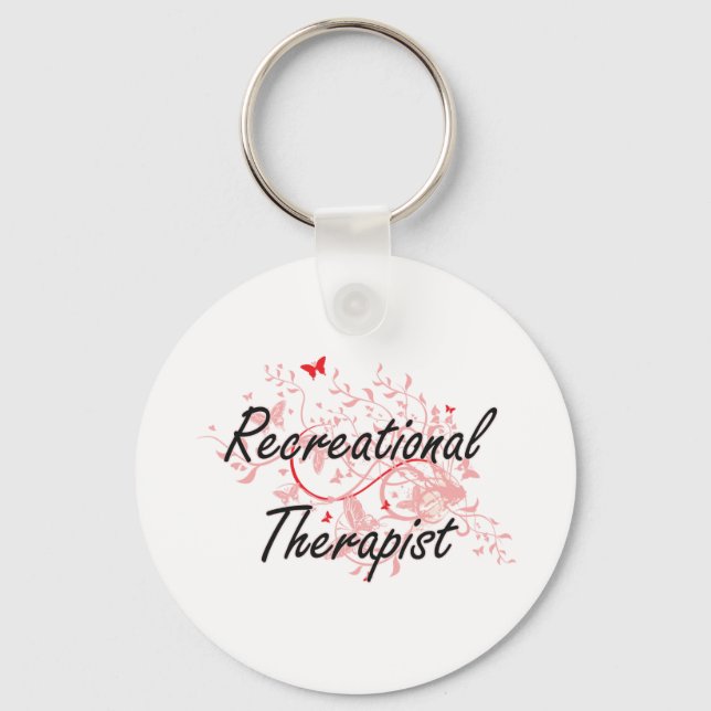 Recreational Therapist Artistic Job Design with Bu Keychain (Front)