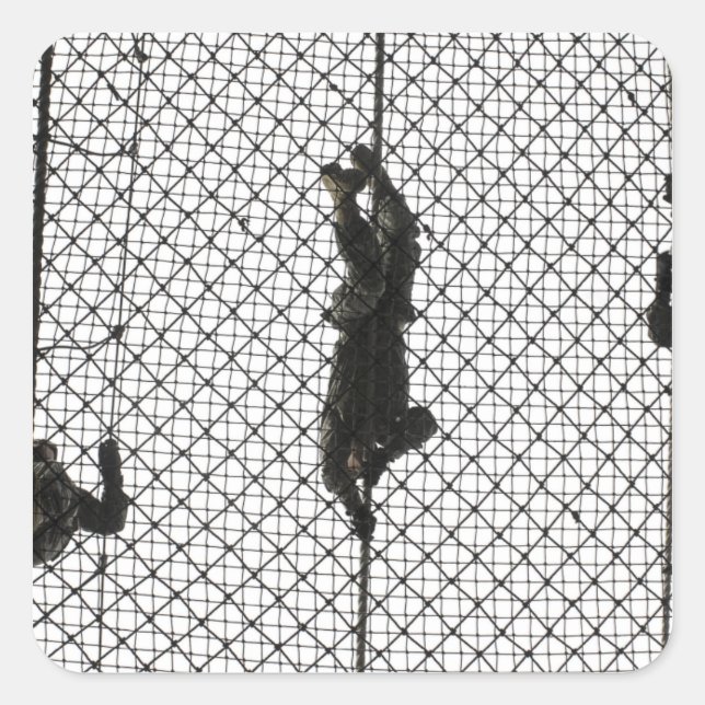 recruits completing an obstacle square sticker (Front)