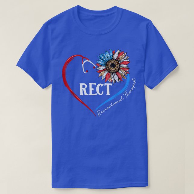 RecT Recreational Therapist USA Sunflower Stethosc T-Shirt (Design Front)
