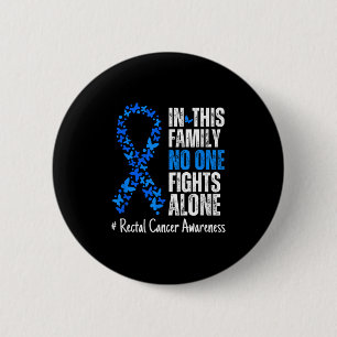 Rectal Cancer Awareness Month Blue Ribbon Butterfl 2 Inch Round Button