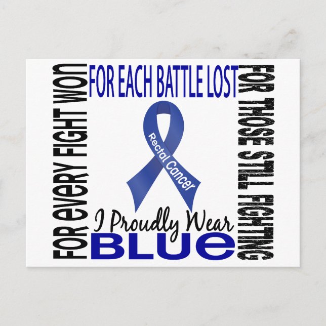 Rectal Cancer I Proudly Wear Blue 2 Postcard (Front)