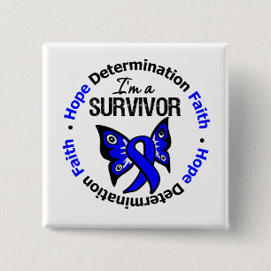 Rectal Cancer Survivor Hope Determination Faith 2 Inch Square Button