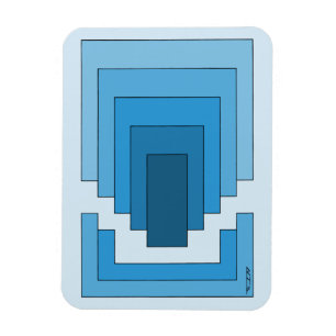Rectangle Abstract in Blue Magnet