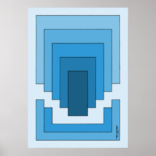 Rectangle Abstract in Blue Poster