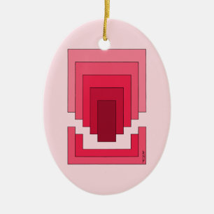 Rectangle Abstract in Red Ceramic Ornament