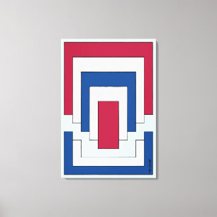 Rectangle Abstract in Red, White, and Blue Canvas Print
