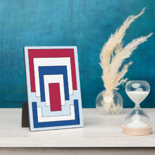 Rectangle Abstract in Red, White, and Blue Plaque