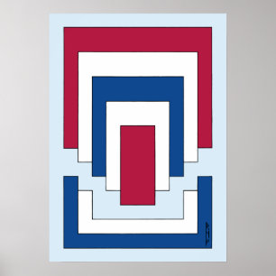 Rectangle Abstract in Red, White, and Blue  Poster
