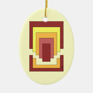 Rectangle Abstract Multicolor (70s Style) Ceramic Ornament