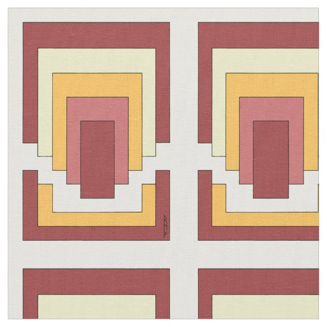 Rectangle Abstract Multicolor (70s Style) Fabric (Close Up)