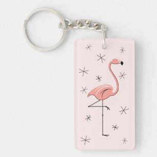 Rectangle acrylique Flamant rose rose 'Texte'