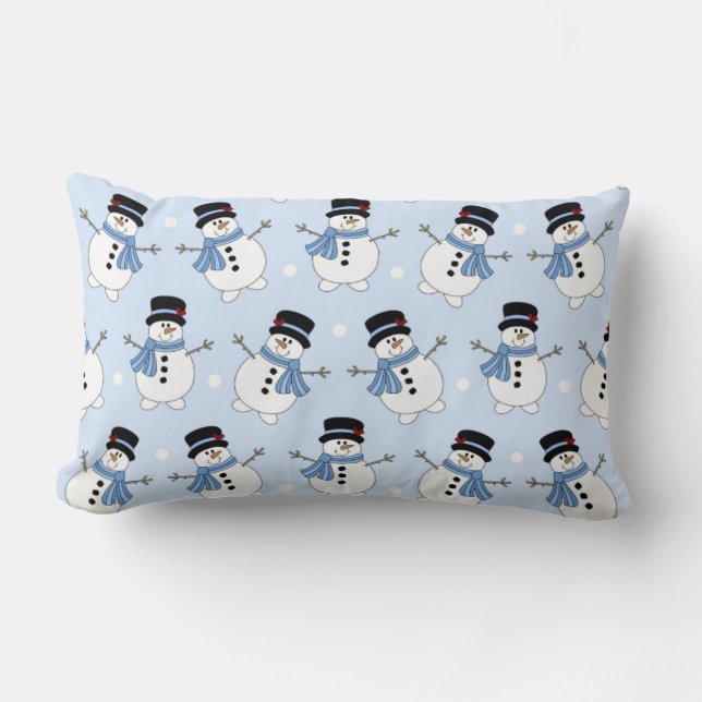 Rectangle Adorable Coussin Blue Snowman (Recto)