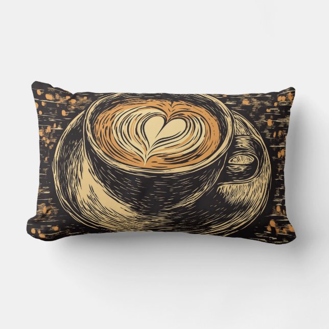 Rectangle Aimez votre café Lumbar Coussin (Recto)