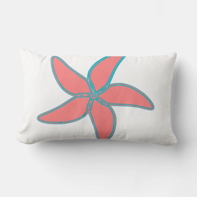 Rectangle Amidon rose corail Coussin Lumbar blanc (Recto)