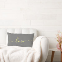 AMOUR | Coussin Lumbar réversible jaune et gris