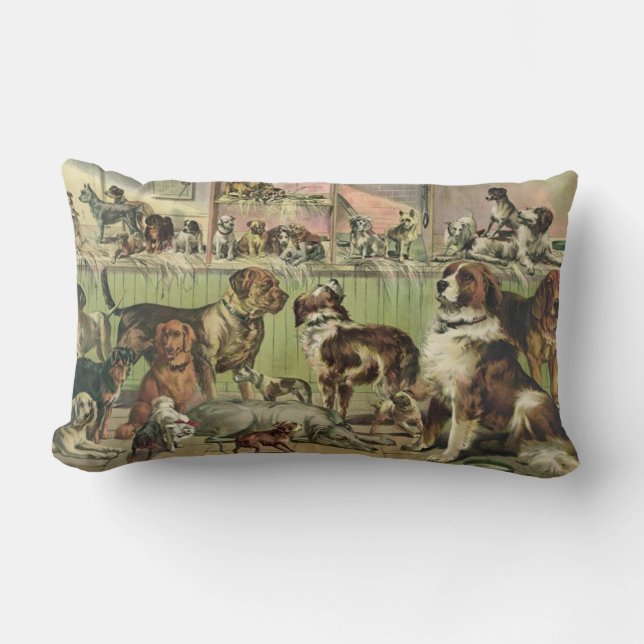 Rectangle Amoureux de les chiens  Lumbar Coussin (Recto)