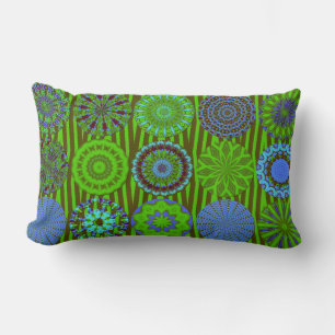 Rectangle Amusement Kaleidoscope, Coussin Lumbar bleu-vert