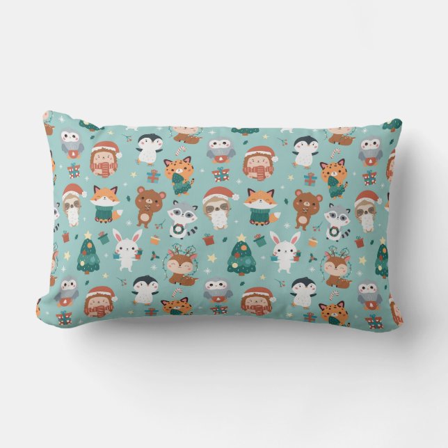 Rectangle Animaux adorables Lumbar Coussin (Recto)