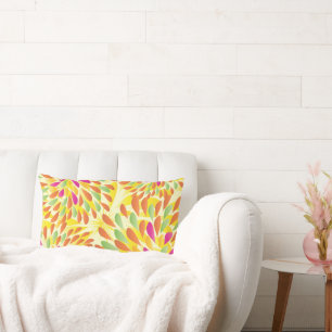 Rectangle Aqua Lime et Jaune Moderne Fleur Coussin Floral