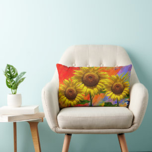 Rectangle Aquarelle colorée Coussin de tournesol
