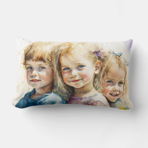 Rectangle Aquarelle Enfants Lumbar Coussin 13" x 21"