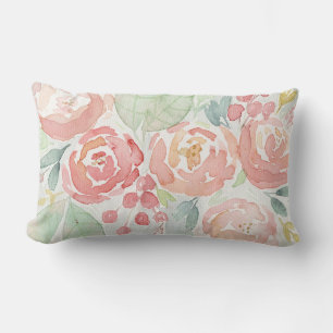 Rectangle Aquarelle Fleur Style chalet Lumbar Coussin