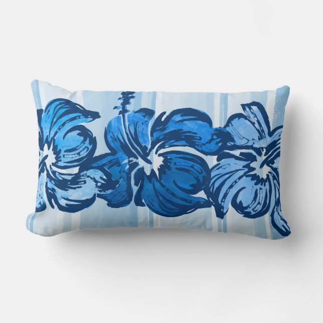 Rectangle Aquarelle Hibiscus Coussin Lumbar réversible (Recto)