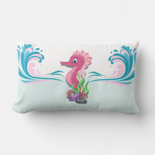 Rectangle Baby Seahorse | Coussin Lumbar rose (Recto)
