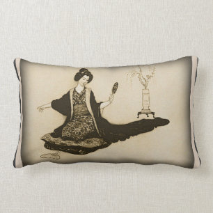 Rectangle Beau dessin japonais Vintage, Coussin Geisha