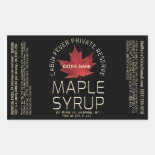 Rectangle Black Maple Syrup with Nutrition Facts Sticker