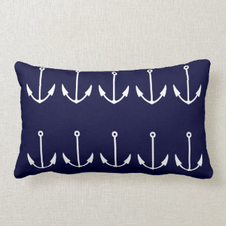 Rectangle BLANC Ancres sur COUSSIN BLEU MARINE