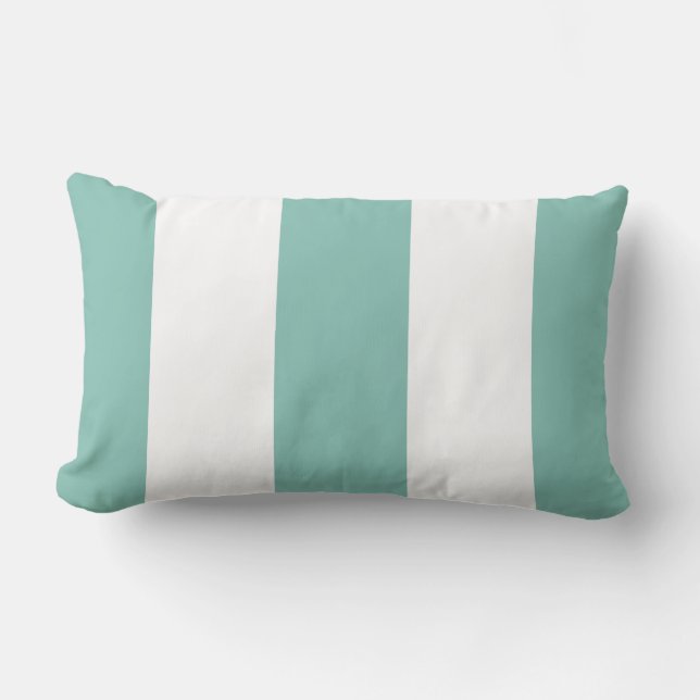 Rectangle Blanc et coussin de rayure d'Aqua (Recto)