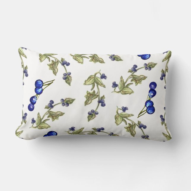 Rectangle bleuets sur la vigne lombaire coussin (Recto)