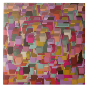 Rectangle Block And Stripe Design In Multicolore Tile