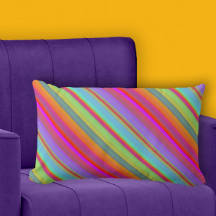 Rectangle Bohème coloré Gras rayé Coussin Lumbar