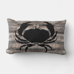 Rectangle bois rustique et CRAB nautique | Coussin Lumbar