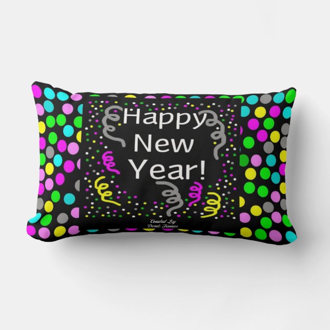Rectangle Bonne année Salutations Lumbar Coussin (Recto)