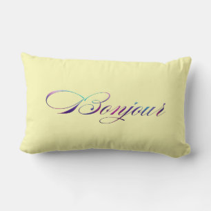 Rectangle Bonne Nuit / Bonjour Lumbar Coussin