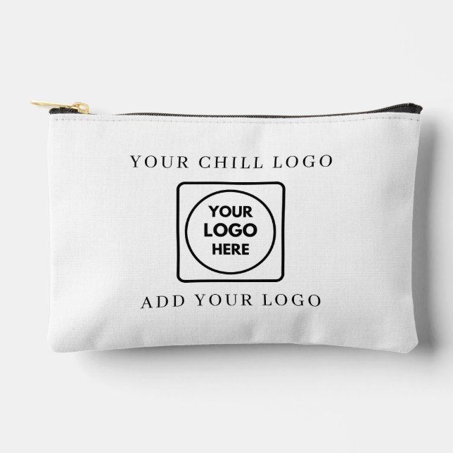 Rectangle Business Logo Grey Minimal Branding  Accessory Pouch (Front)