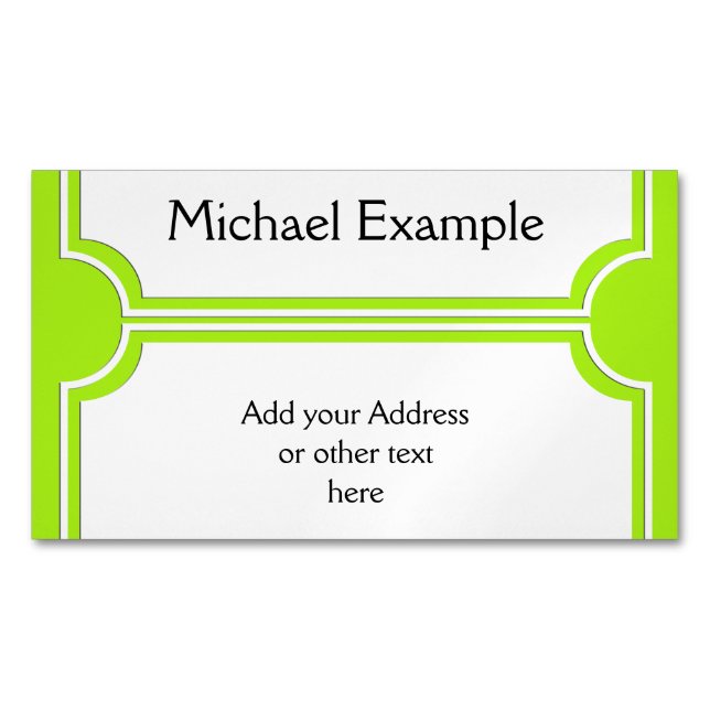 Rectangle Button elegant white + your back & idea Magnetic Business Card (Front)