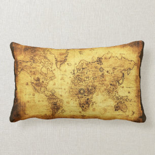 Rectangle Carreau vintage de coussin de décor de carte de
